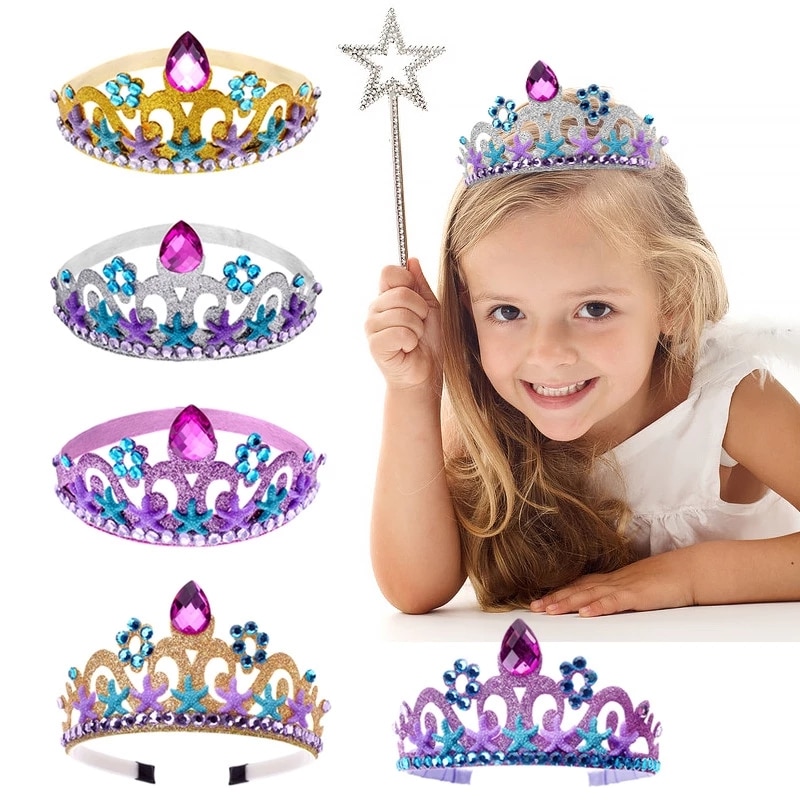 Starfish Mermaid Crown Headband Princess Decor Ccean Theme Girl One 1st Birthday Party Hair Accessories for Children's Birt