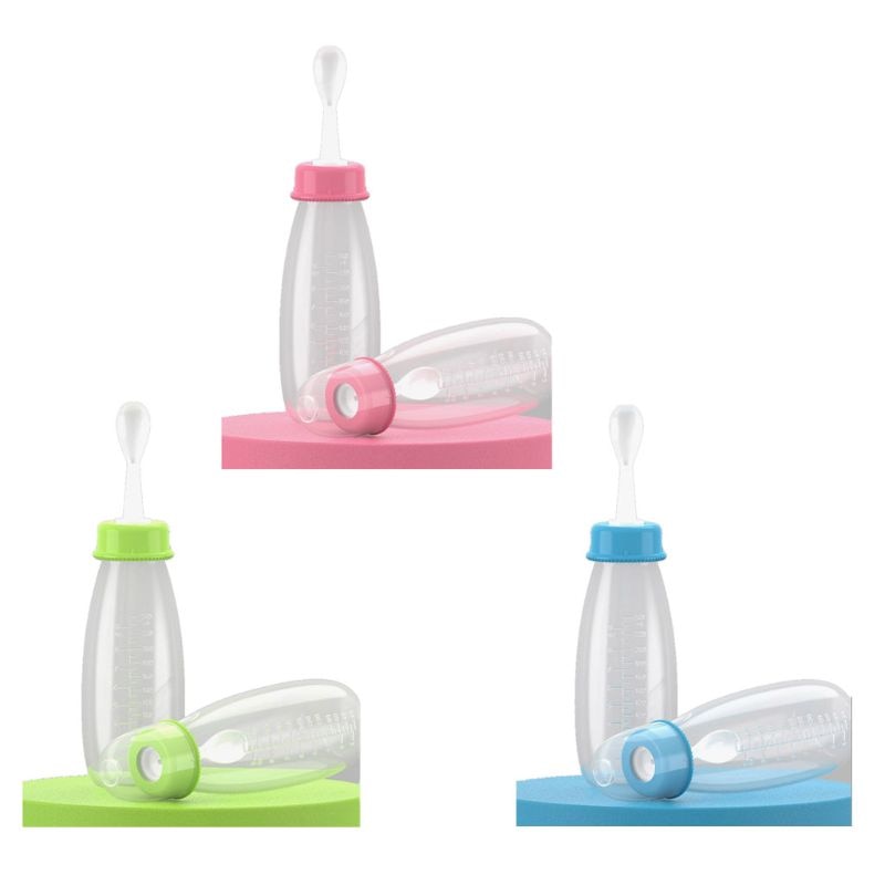 240ml Lovely Safety Baby Rice Paste Feeding Bottle Infant Silicone Feeding with Spoon Feeder Food Rice Cereal Bottle