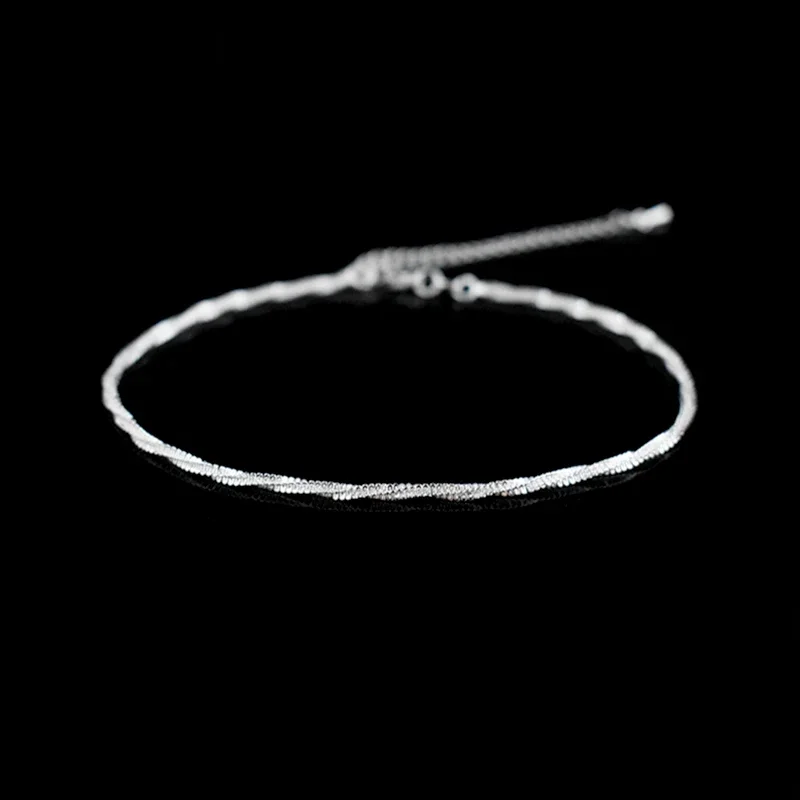 New Fashion Simple Twisted Weave Hemp Rope Anklets 925 Sterling Silver Sexy Beach Foot Chain