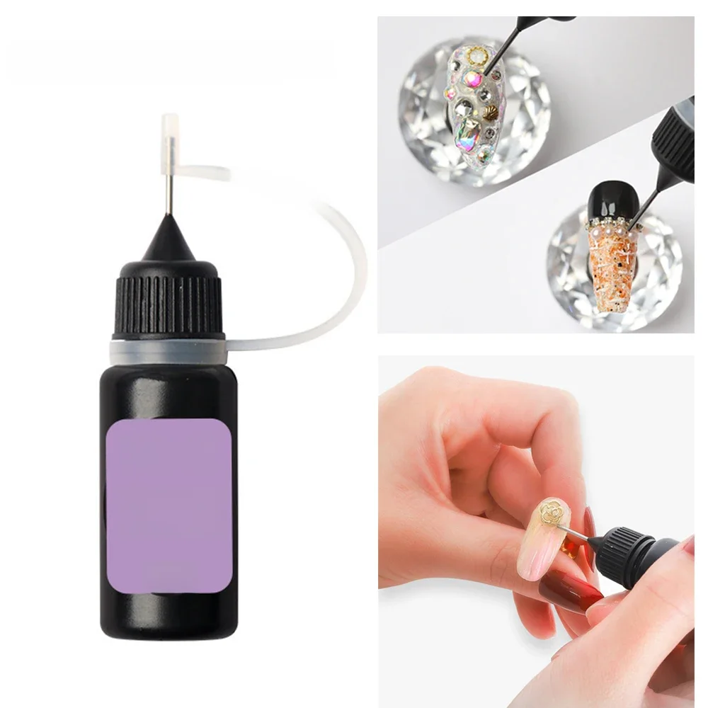 10ML Super Strong Nail Art Rhinestone Glue UV Adhesive Crystal Gem Diamond Nail Glue With Needle