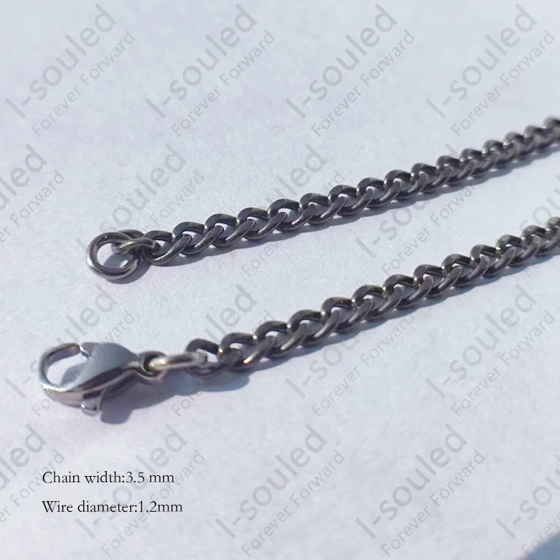 Pure Titanium Curb Chain Necklace Available in 3 Widths 2.2 & 2.8 & 3.5 MM Human-safe Holistic
