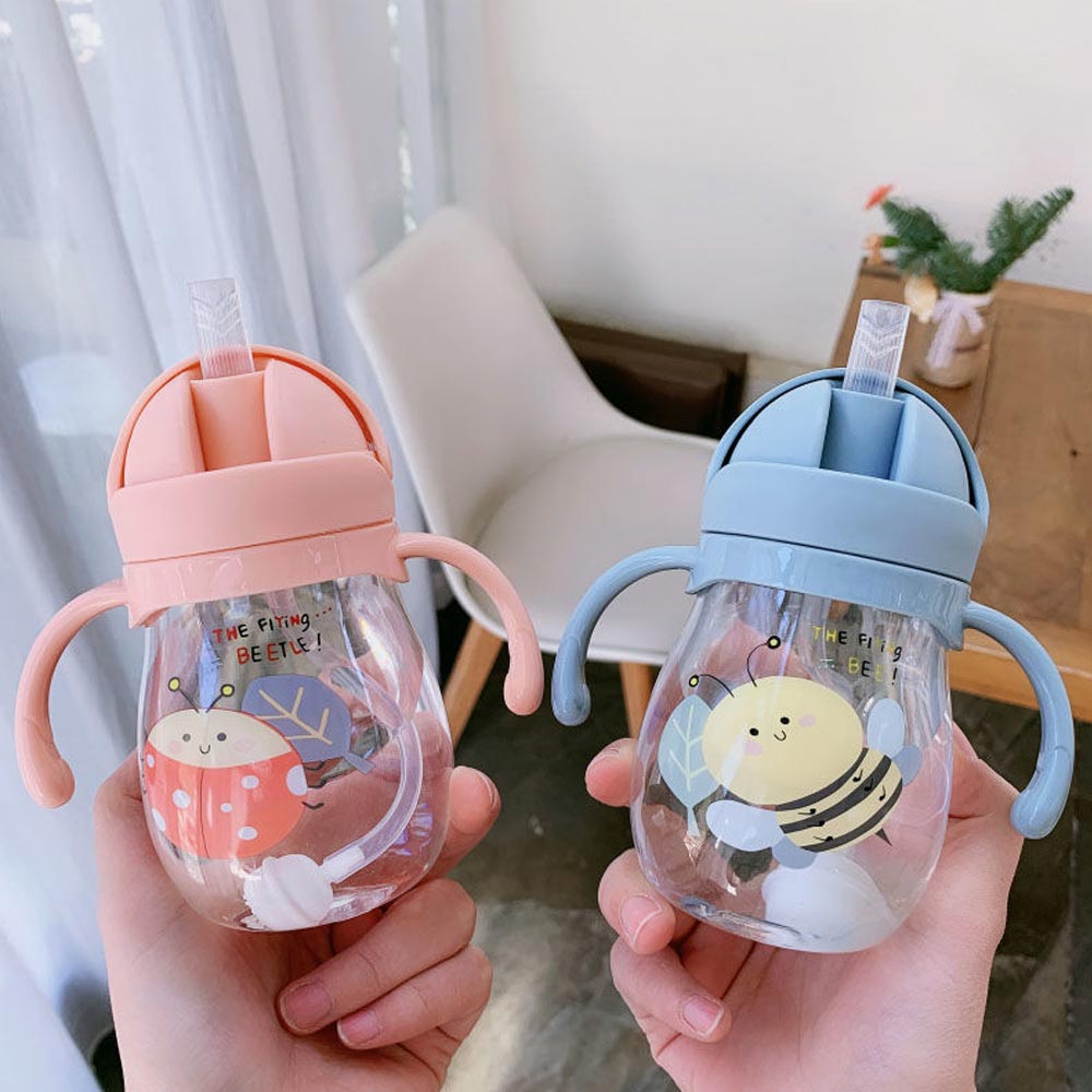 350ml Baby Sippy Cup for Toddlers Kids Water Bottle with Straw Double Handles Gravity Ball Weighted Tumbler BPA Free Drinkware