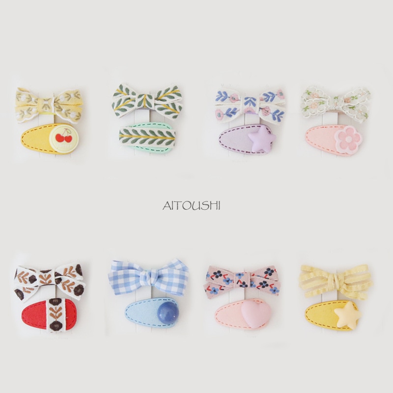 2pcs/set Mini Cute Baby Hairpin Korean Princess Bow Floral Hair Pins for Little Girl Bang Side Clip Baby Girl Hair Accessories