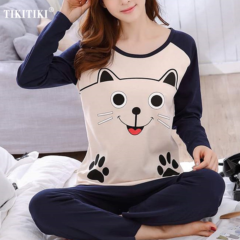 2Pcs Pyjamas Set For Women Sleepwear Home Sleep Suit Ladies Plus Size Long Sleeve Pajamas Night Wear Gowns For Winter Autumn