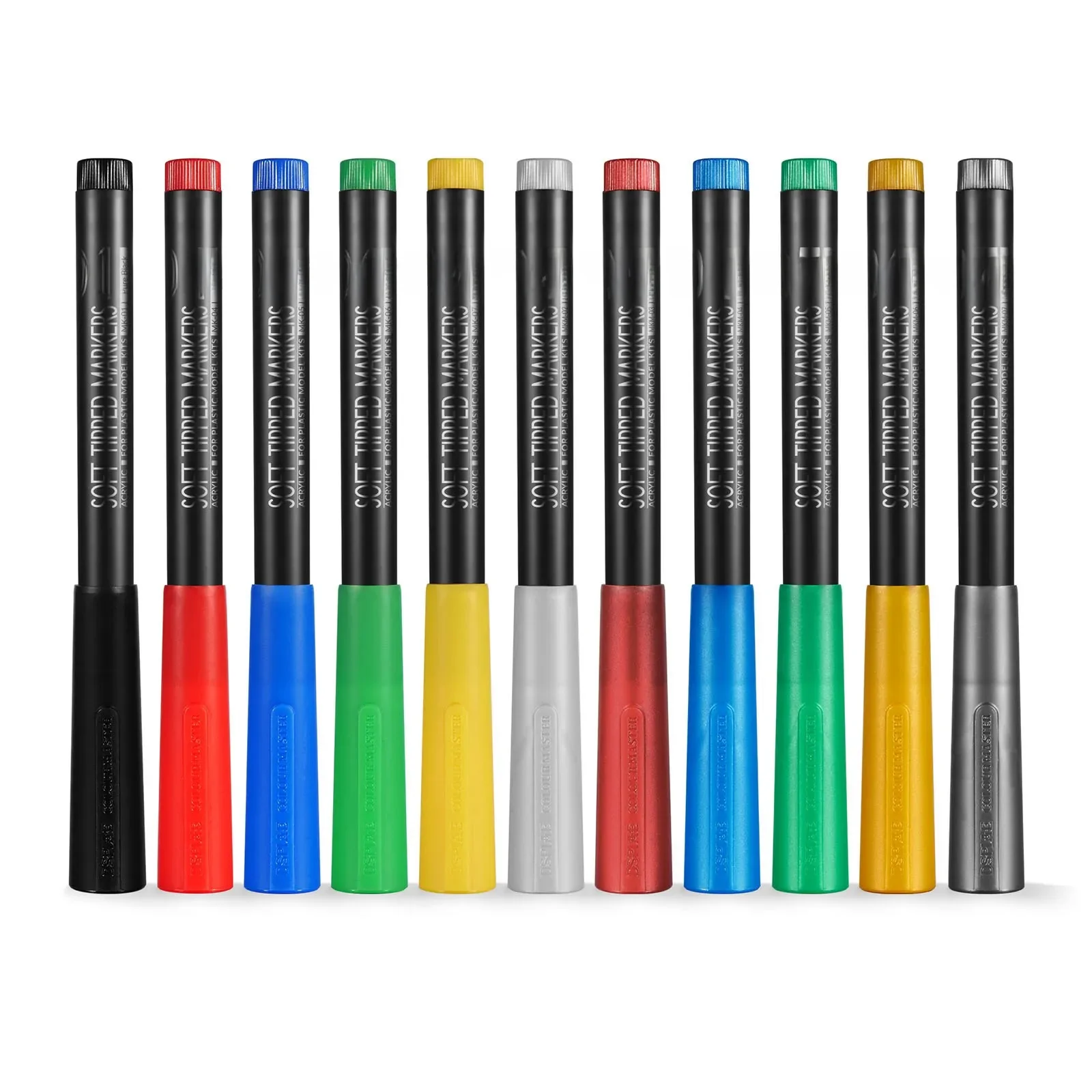 DSPIAE Soft Tipped Markers 11 Colors Brush Pen Set Paint Tool Sets Red Blue Green Yellow Black
