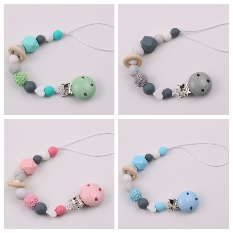 Handmade Silicone Pacifier Chain Clip DIY Dummy Holder for Infant Feeding Baby Shower Gift