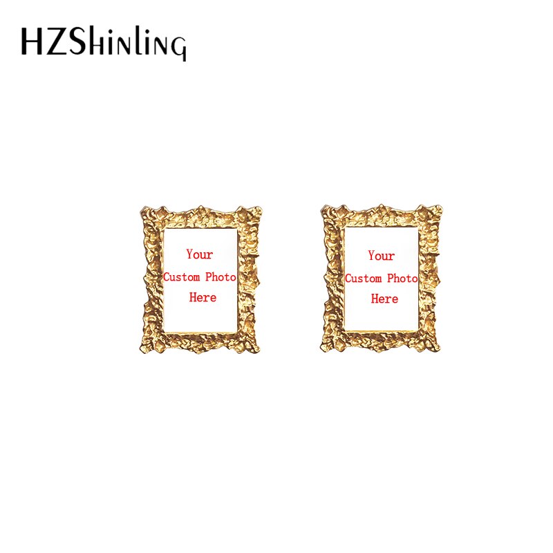 2022 New Fashion Customed Photo Glass Cabochon Stud Earrings Handmade Personalized Jewelry Earrings OMG