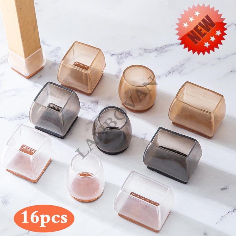 16pcs Upgraded silicone chair legs floor protectors Non-Slip Feet Pads For furniture Table Legs Sock Cover Felt Floor Protection