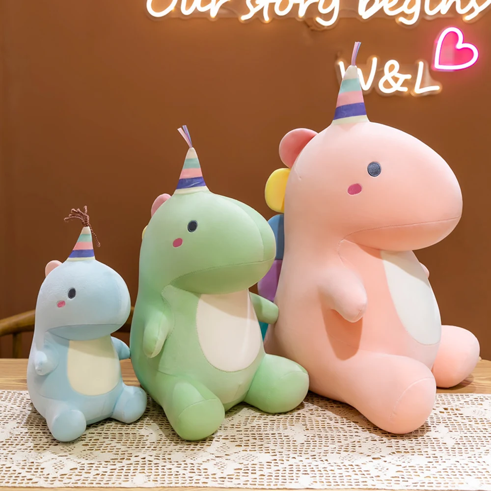 Cute Cartoon Candy Dinosaur Plush Toys Stuffed Adorable Jurassic Dino Dolls Birthday Gifts for Kids