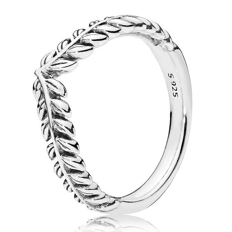 Authentic 925 Sterling Silver Sparkling Ear Of Wheat Lively Wish Ring For Women Wedding Party Europe Fashion Jewelry