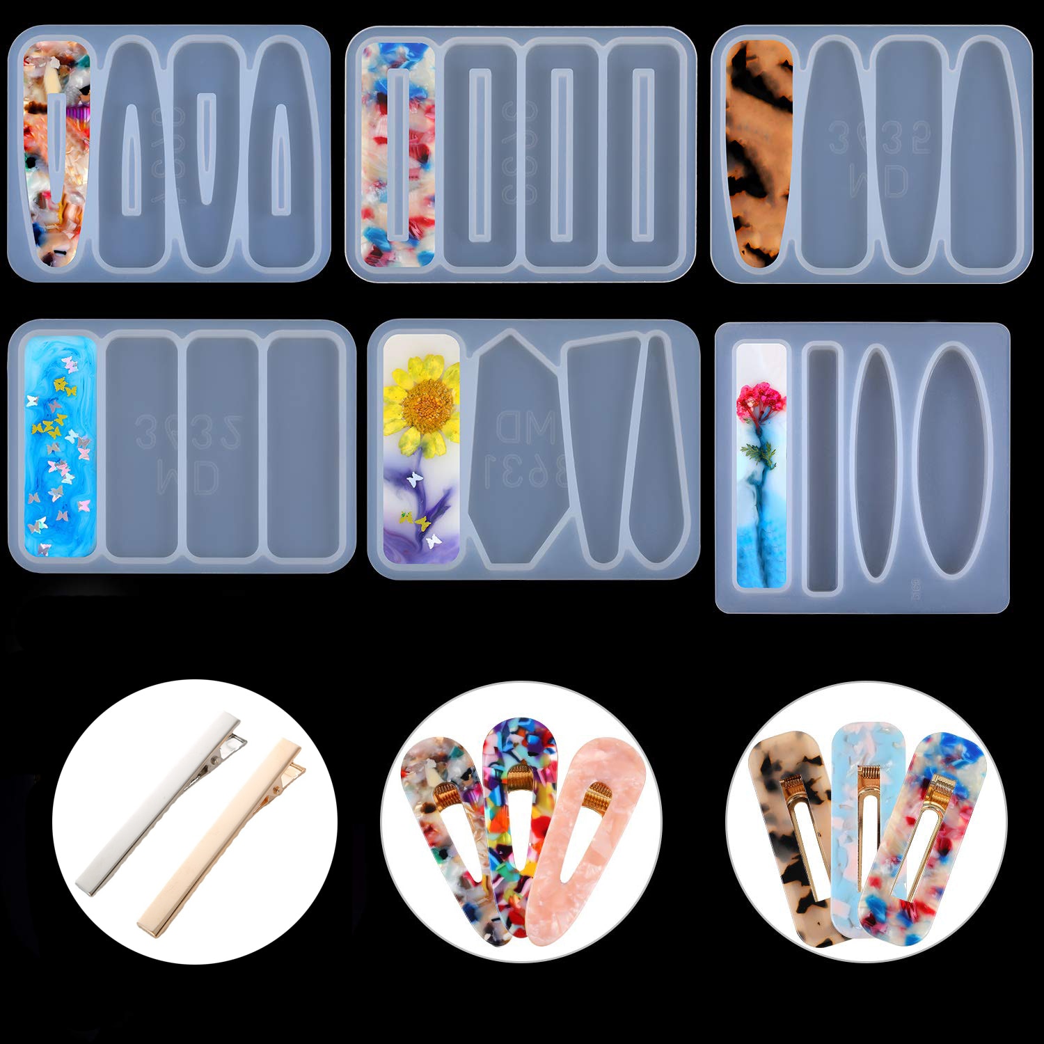 DIY Hair Pin Silicone Resin Casting Mold for Hair Pin Pendant Making, Hair Clip Silicone Molds Jewelry Molds for Epoxy Resin