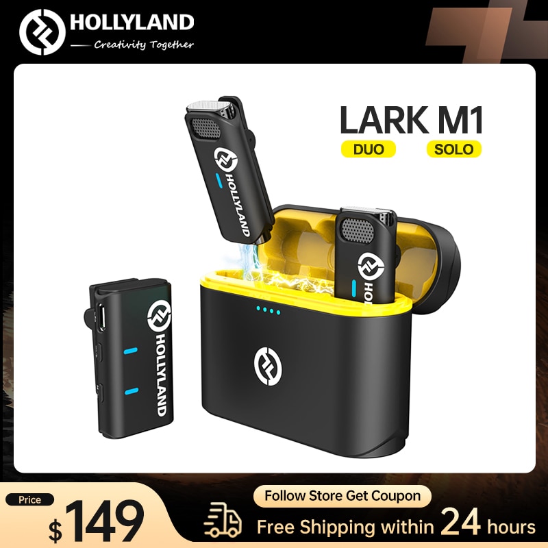Hollyland Lark M1 Official Wireless Lavalier Microphone 2.4Ghz with Charging Case for Vlogger Live Streaming Wireless Microphone