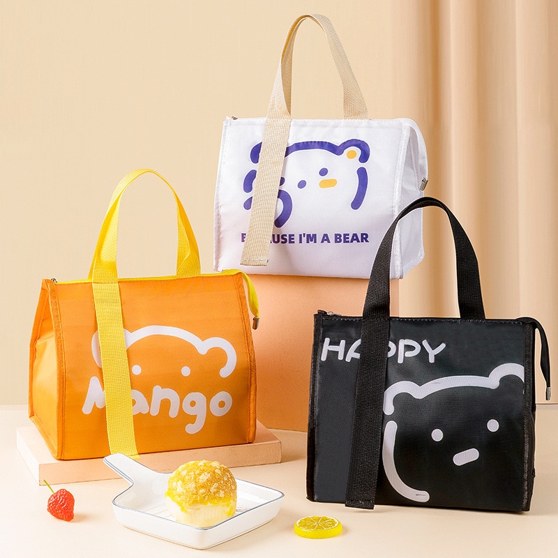 2022 Cartoon Portable Thermal Lunch Box Bags for Women Kids Food Storage Handbags Travel Picnic Pouch Insulated Cooler Bento Bag
