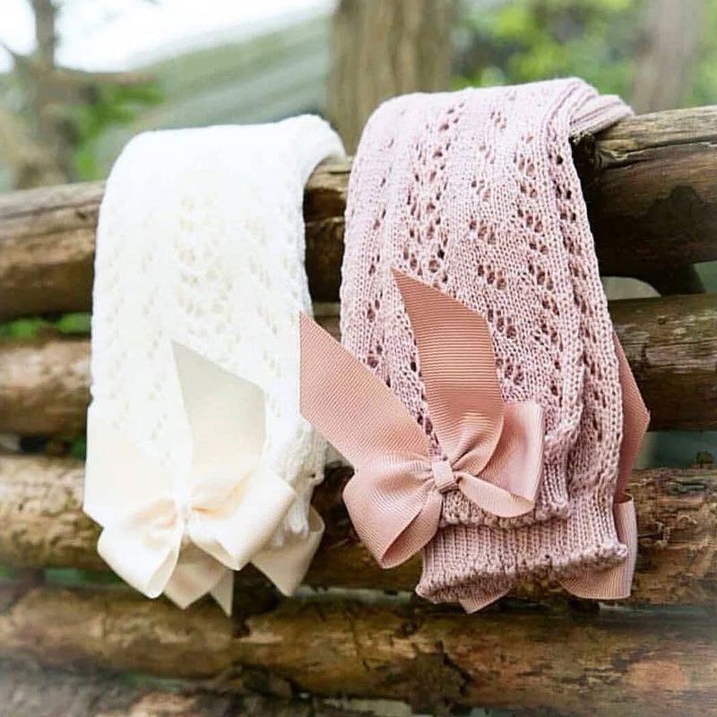 Summer Baby Girls Socks Toddlers Bow Long Sock Kids Knee High Soft Cotton Mesh Spanish Style Children 0-8 Years Breathable Socks