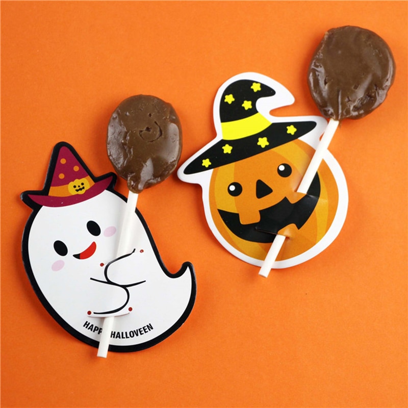 50Pcs/set Cute Gift Package Decor Cards Lovely Candy and Lollipop Decoration Paper Cards for Halloween DIY Journal Halloween Gra