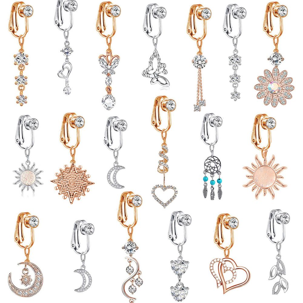 On Umbilical Faux Piercing Navel Rings Cartilage Clip Belly Button Rings Fake Belly Rings Navel Clip on Body Jewelry