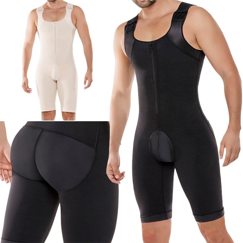 Men's Bodysuit Slimming Full Body Shaper Tummy Control Compression Shapewear Workout Abs Abdomen Underwear Plus Size Open C