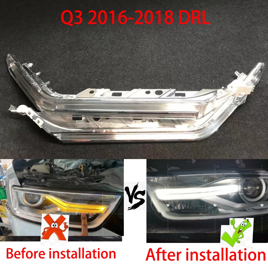 For Audi Q3 2016-2018 Xenon Headlights DRL Daytime Running Lights Light Guide Plate Daytime Running Tube Daytime Running Strip
