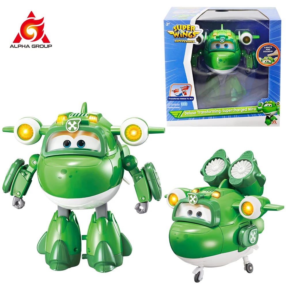 Super Wings 6 inches Deluxe Transforming Supercharged Mira Deformation Plane to Robot With lights