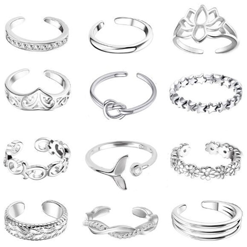 Adjustable Open Size Toe Rings for Women Girl Star Diasy Shape Summer Beach Foot Jewelry Multiple Designs DIY Small Size