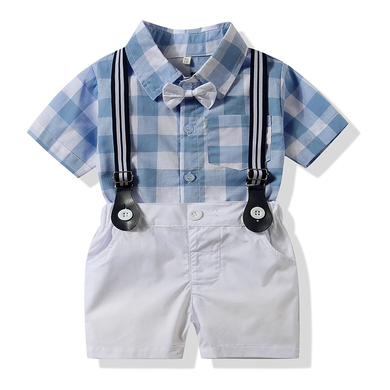 Summer Kids Baby Boy Clothing Short Sleeve Bowtie Tops + Shorts 2PCS Sets Infant Boy Gentleman Clothes Wedding Party Costume