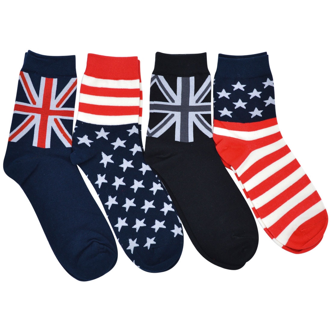 Peonfly Men Fashion British Flag Star Pattern Cotton Crew Striped Harajuku Creative Designer Happy Funny Art Socks