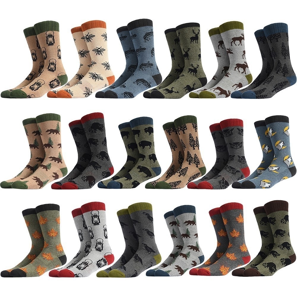 Peonfly Happy Men Socks Funny Cartoon Forest Animal Creative Design Pattern Sokken Wedding Gift Combed Cotton Breathable Dress