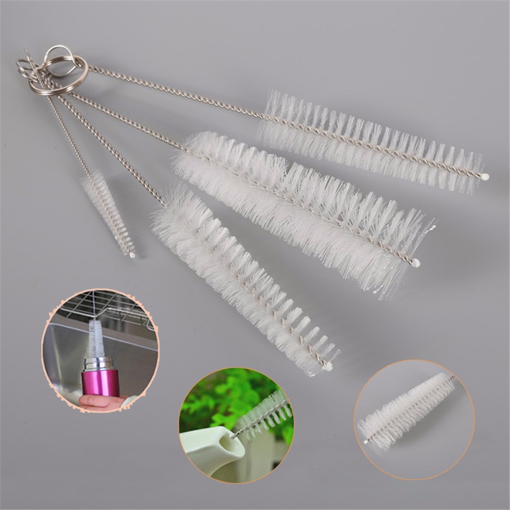 4pcs/set Nylon Kettle Bottle Cup Brush Kit Baby Bottle Nipple Brushs Cleaning Cup Brush Set #WO