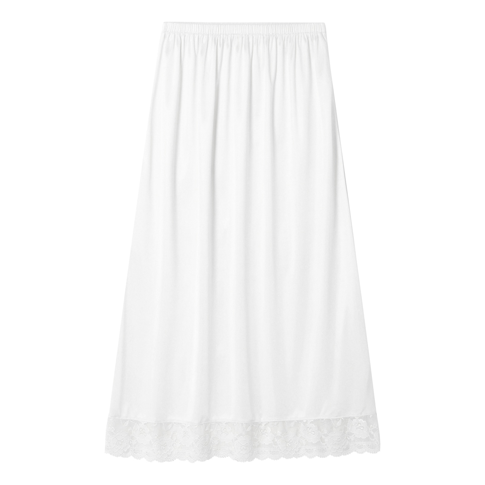 Women Basic Underskirt Ice Silk Bottoming Skirt Half Body Innerwear Skirt Safety Lace Hem Slips Skirt Female Half Length Skirt