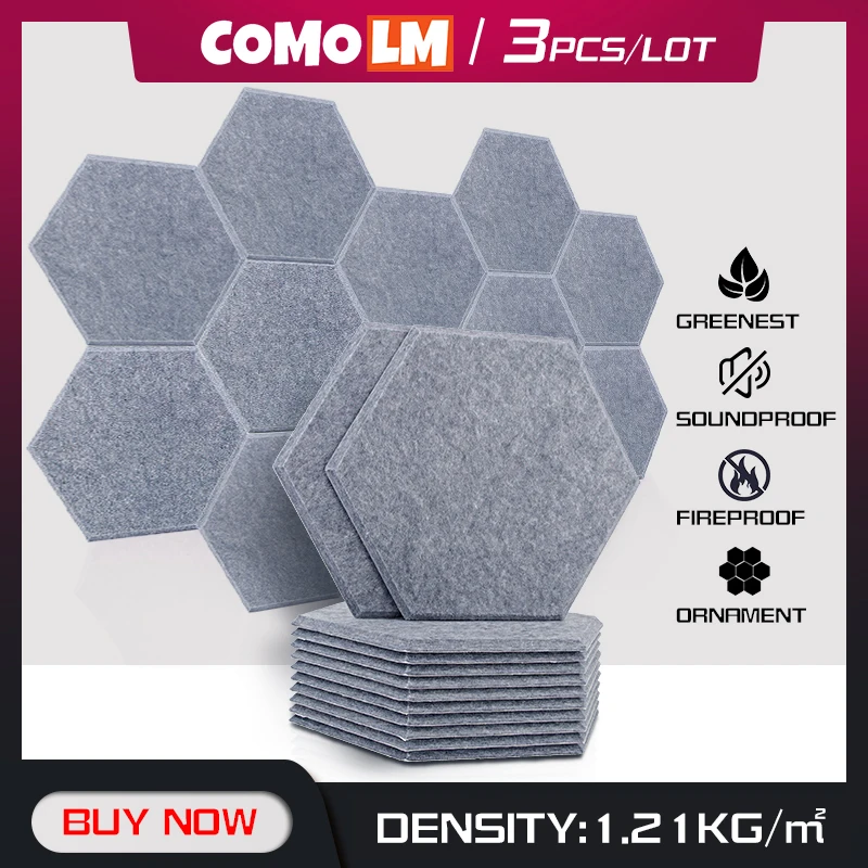 Sound Proof Wall Panels 3Pcs Noise Pared Hexagon Acoustic Panel 18cm Home Decorative For Gaming Room Decoration Door Seal Strip