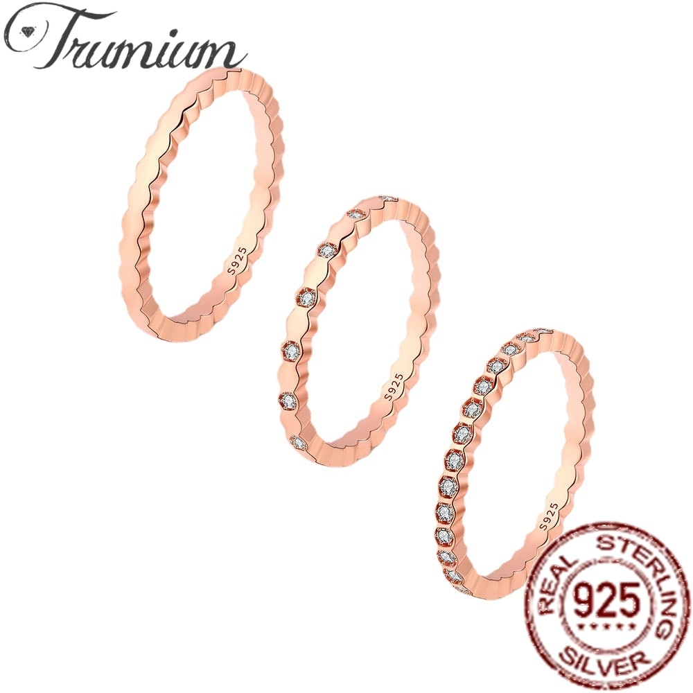Trumium 925 Sterling Silver Honeycomb Adjustable Finger Rings for Women Clear CZ Ring Wedding Engagement Jewelry Anel anillos