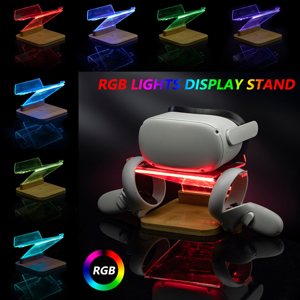 RGB LED VR Headset Support Stand Charger Bracket for Quest 2/HTC/Pico Neo Headset Helmet Display Holder Storage Mount Station