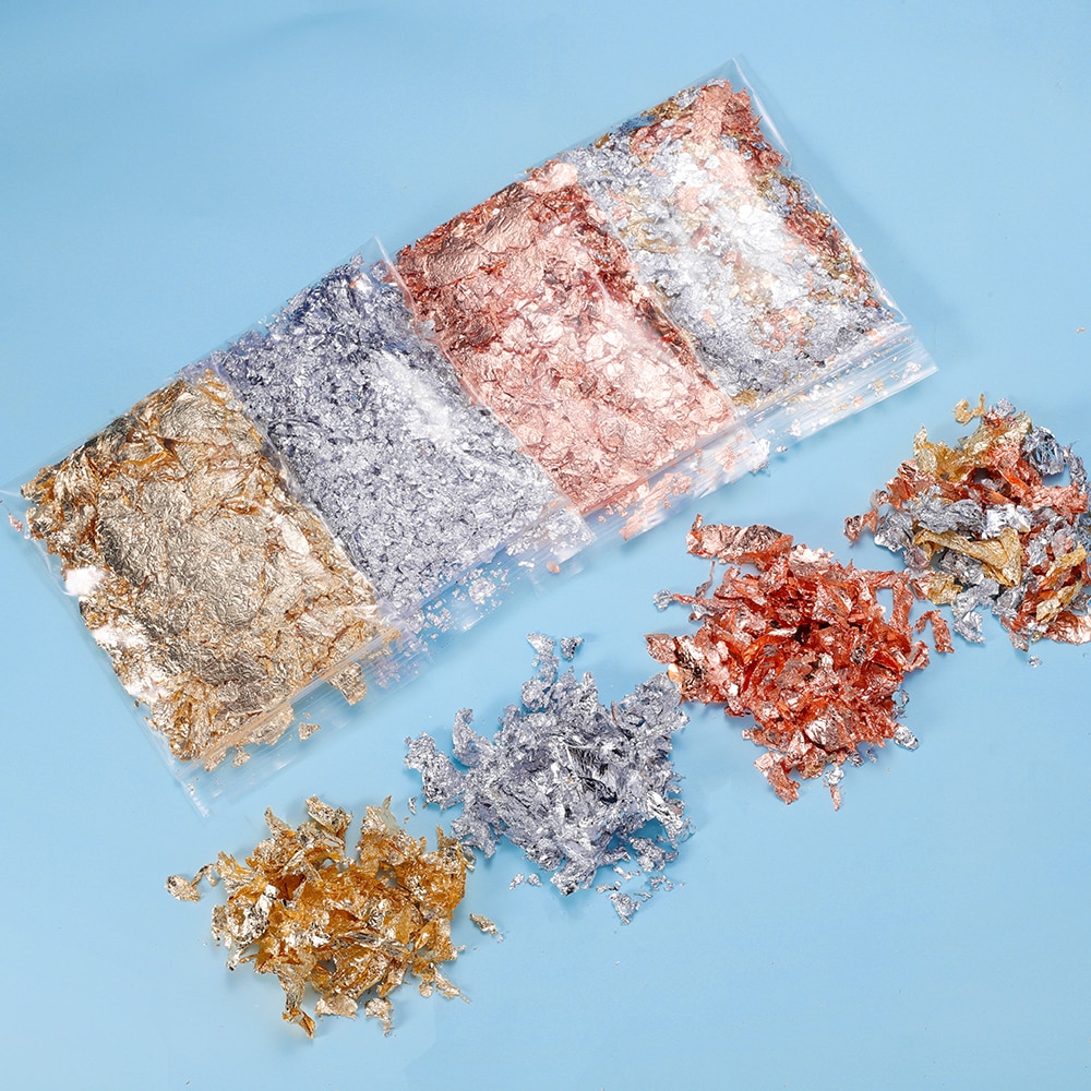 2-10g Glitter Foil Flake Epoxy Resin Mold Decoration Gold Color Foil Filler for DIY Epoxy Resin Mould Crafts Nail Art Fillings