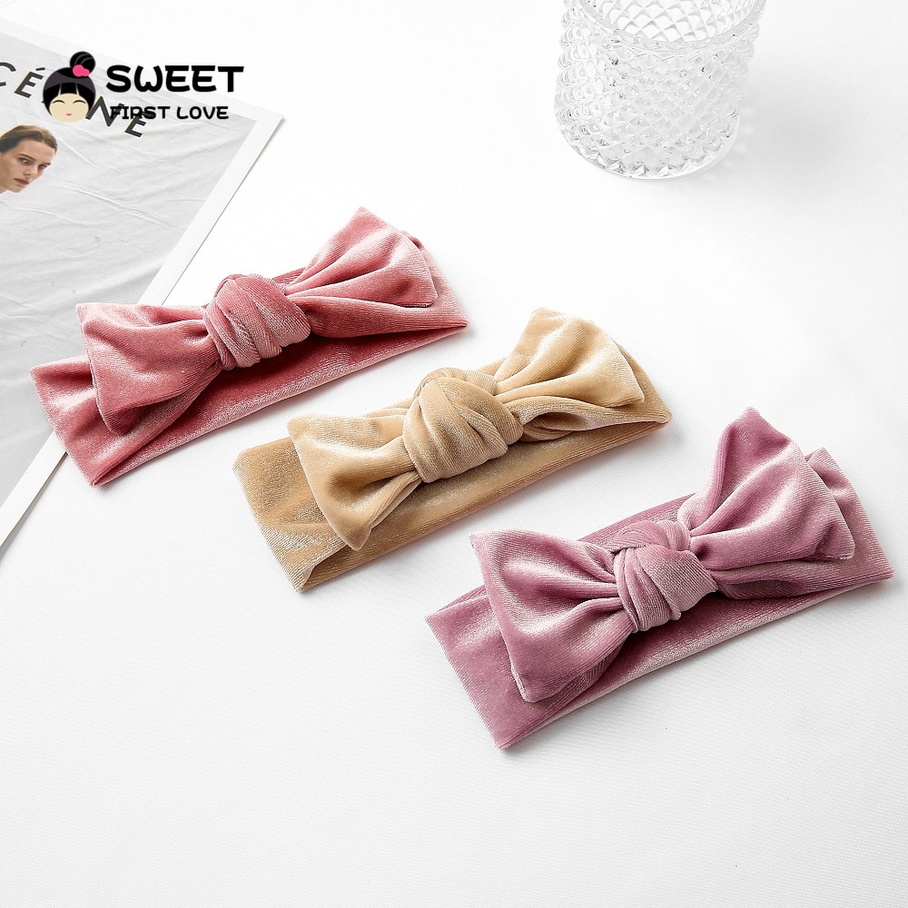 Korean Velvet Bowknot Baby Headband Soft Elastic Chidren Turban for Babies Newborn Baby Girl Headbands Toddler Hair Accessories