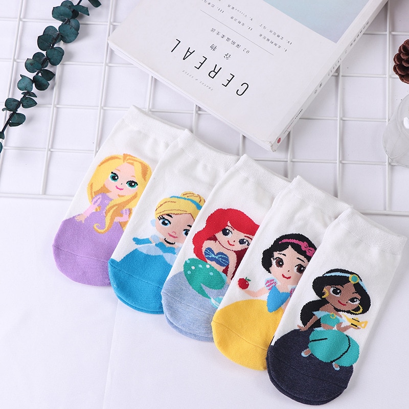 Disney Snow White Women's Socks Cartoon Anime Cotton College Style Sports Leisure Invisible Socks Birthday Christmas Gift