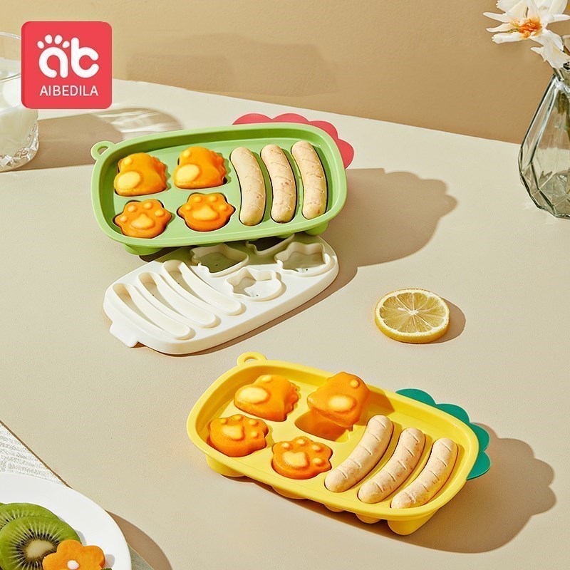 AIBEDILA Baby Food Supplement Mold Tool Can Be Steamed Food Grade Silicone Meat Sausage Steamed Sausage Abrasive Feeding AB5738