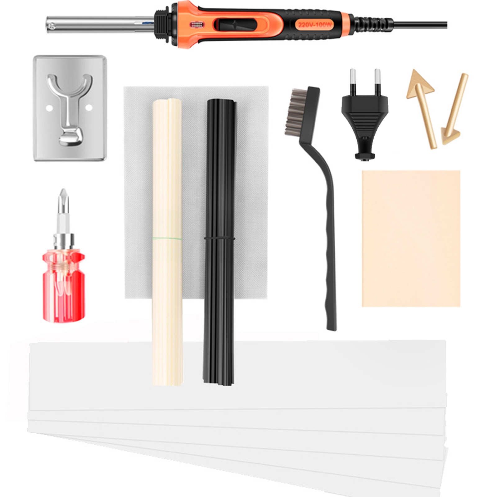 Car Soldering Kit 100W PP Welding Repair Kit With 40 PP Rods 2 Soldering Tips For Car Bumper Repairing