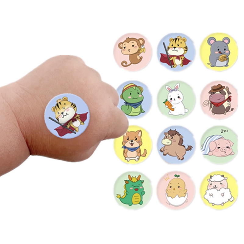 120pcs/pack Children Kids Cartoon Round Mini Band Aid Syringe Injection Hole Patch Medical Waterproof Breathable Baby Plaster