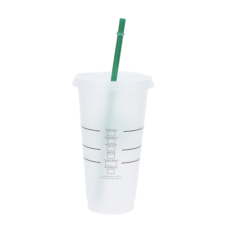 Drink Change Color Straw Mugs with Lid Plastic Tumbler Matte coffe bottle Cup
