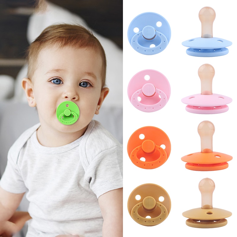 Baby Silicone Pacifiers Natural Rubber Orthodontic Pacifier for Newborn Baby Round Nipple Dummy Pacifier Soother for 0-3Y Infant