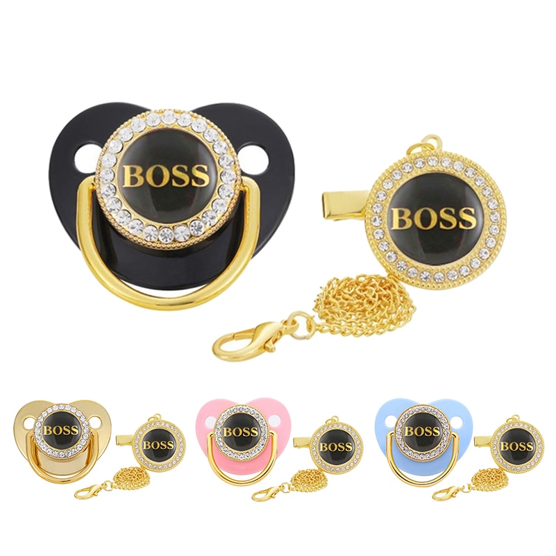 Letter Print Baby Pacifier Clip Newborn BPA Free Luxury Bling Letter Pacifier Silicone Dummy Soother Chupeta Nipple 0-18 Months
