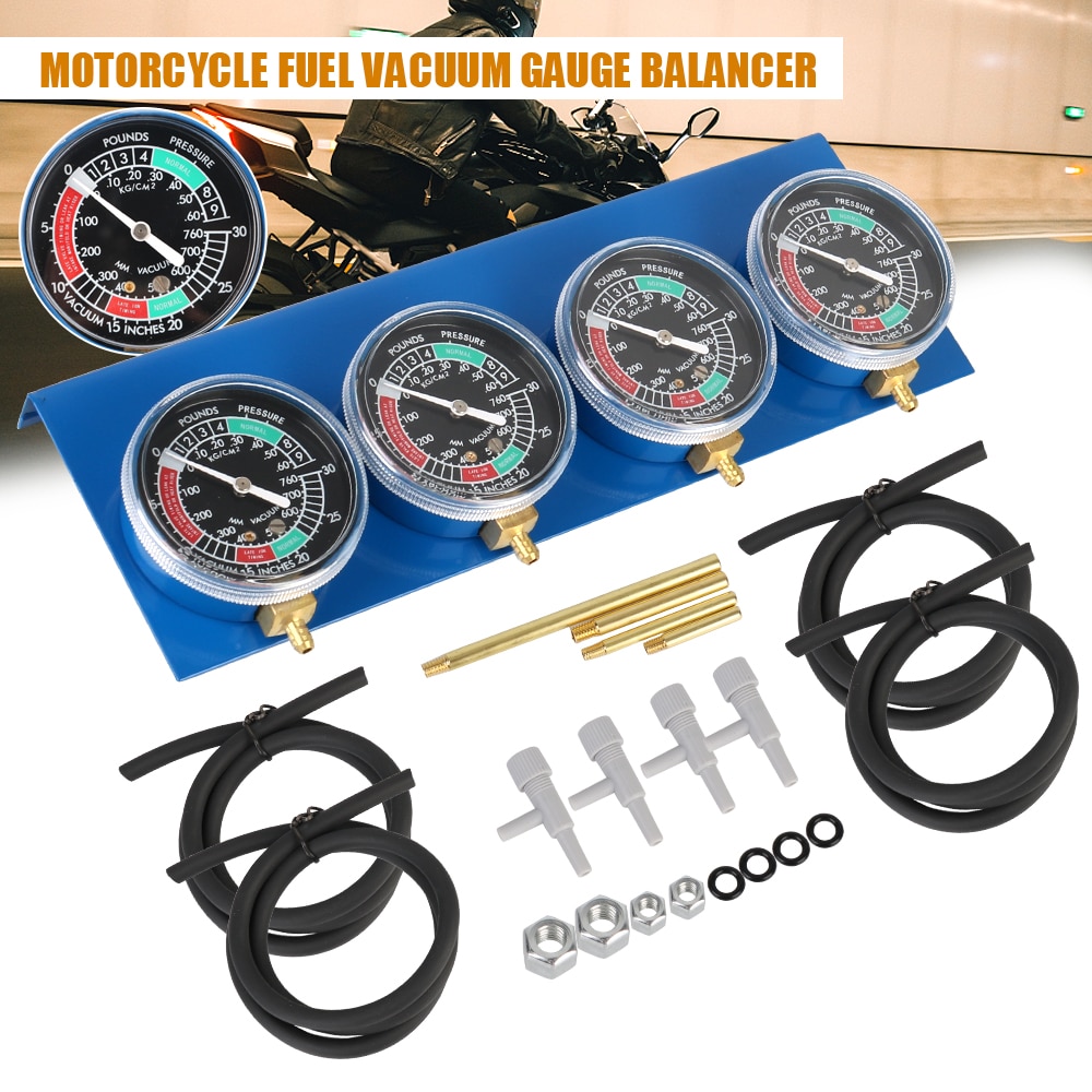 For 4 Cylinder Engines Machines Vacuum Balancer Gauge Synchronizer Tool with Hose Motorcycle Fuel Carburetor Synchronizer