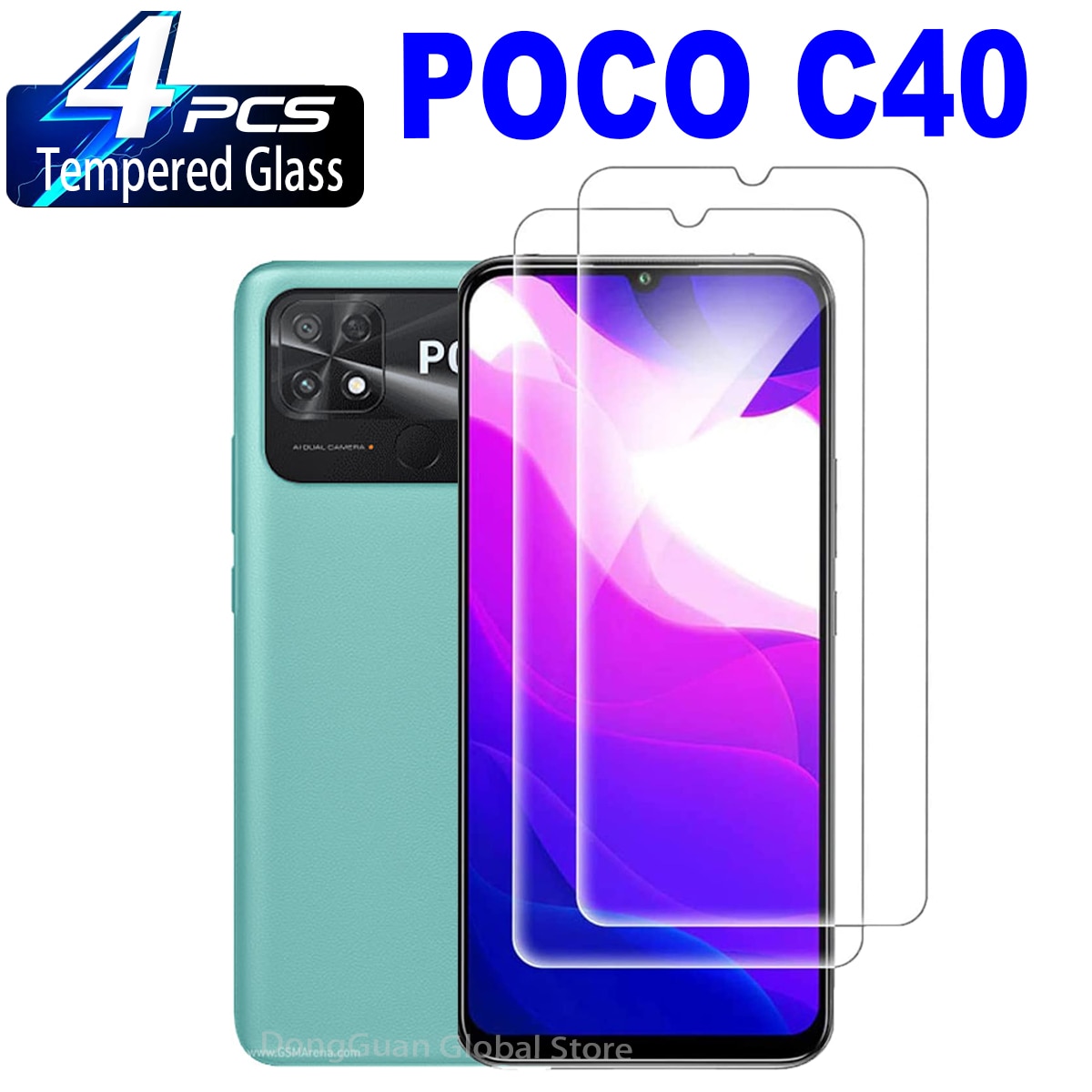 2/4Pcs Tempered Glass For Xiaomi Poco C40 Screen Protector Glass Film