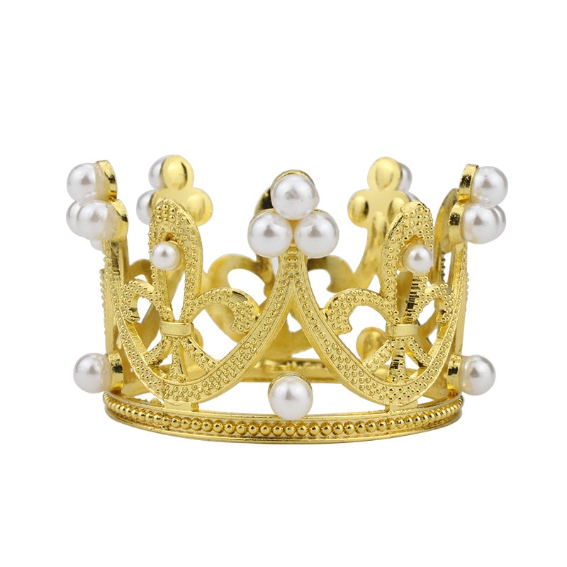 Yundfly 2pcs 5.5*4cm Flatback Alloy Crown for Baby Girls Headband Tiaras Bake Cake Topper Decor Accessories