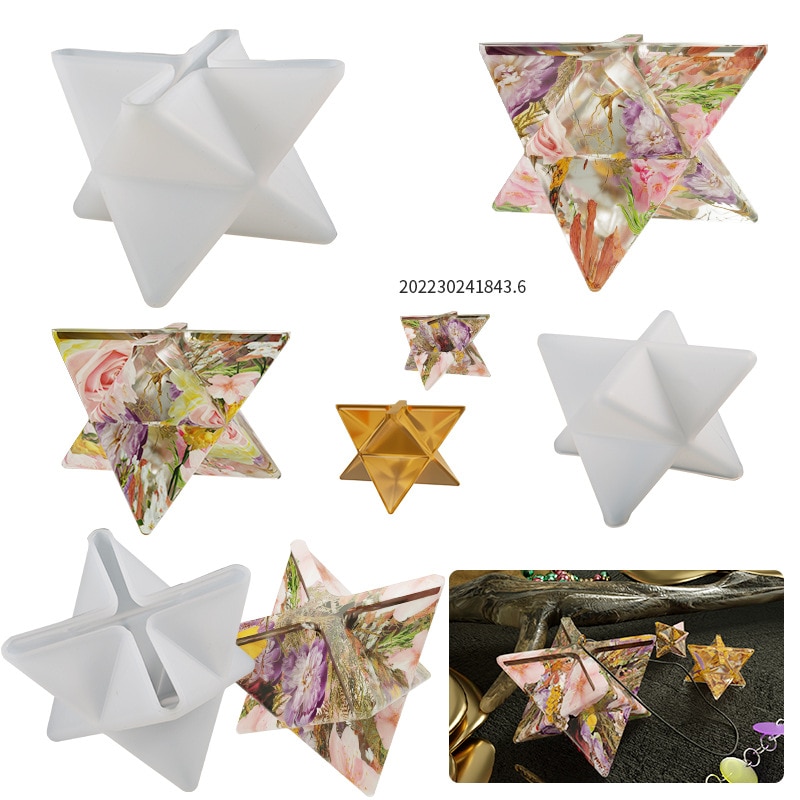 DIY Crystal Resin Silicone Mold Hexagram Pendant Ornament Star Hanging String Home Decoration Jewelry Making Handmade Resin Mold