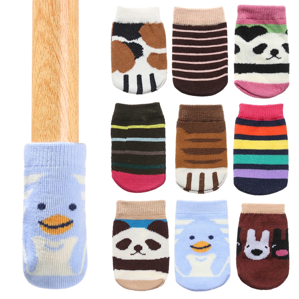 4Pcs Table Foot Socks Chair Leg Covers Floor Protectors Non-Slip Knitting Socks For Furniture Cartoon Home Decor 9*5cm