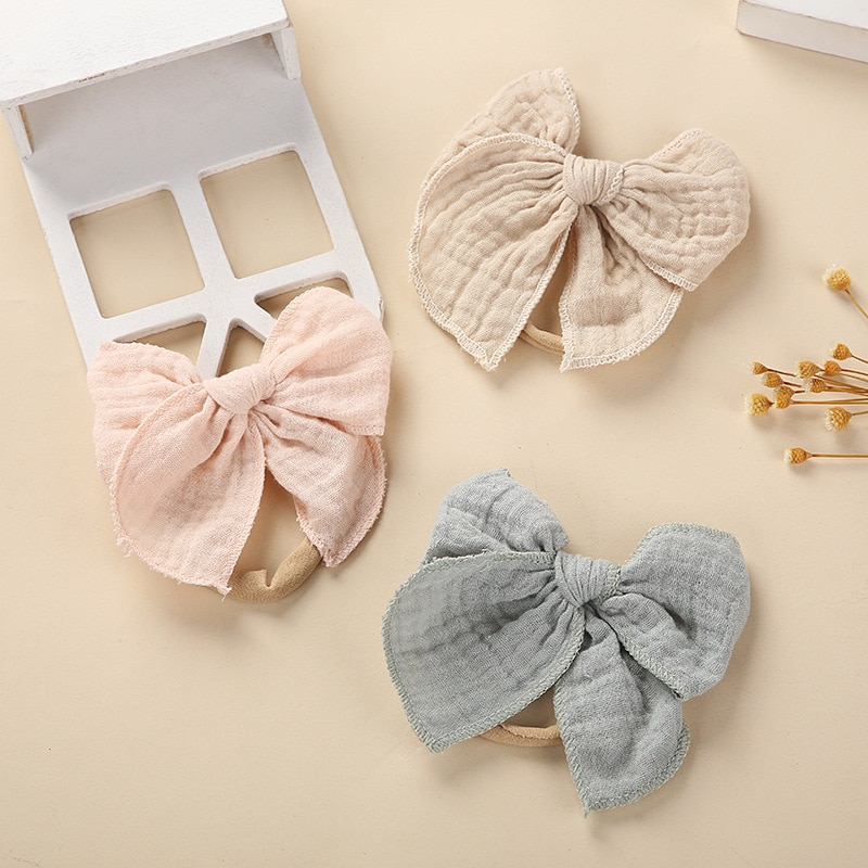 Cotton Newborn Hair Bows Lovely Baby Headbands Elastic Nylon Hair Accessories for Children Girl Princess Hairband Kids Headwear