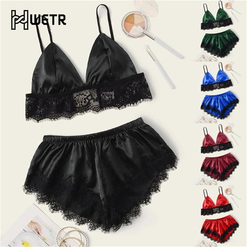 2Pcs Sets Of Straps Lace Sleepwear Women's Sleeveless Tops+Shorts Pyjama Set European American Style Of V-Neck Nightwear