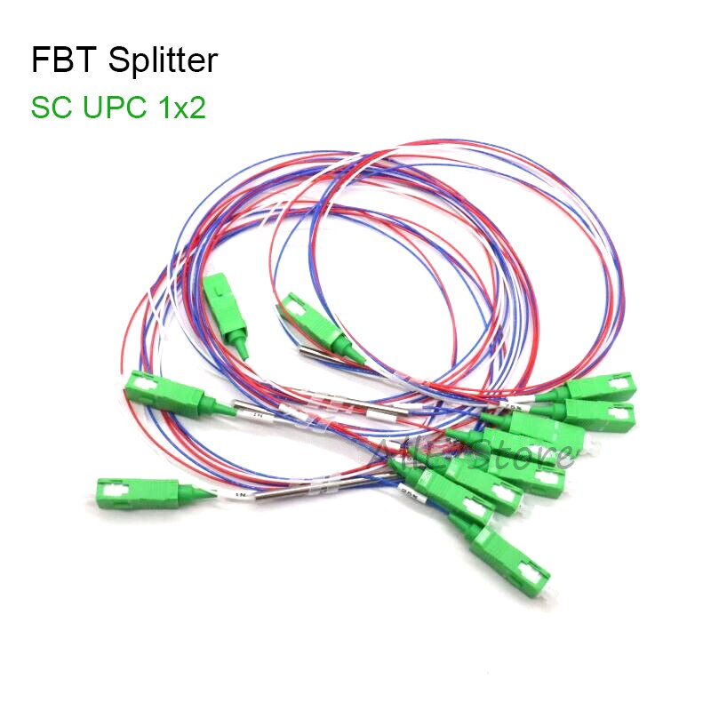 10pcs/Lot FBT Splitter 1x2 10/90 20/80 30/70 40/60 50/50 0.9mm Unbalanced Coupler Fiber Optic PLC Splitter With SC Apc Connector