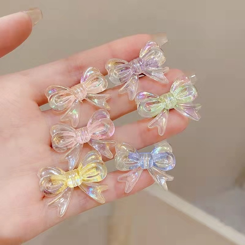 2pcs Korean Colorful Bow Hair Pin Sweet Cute Hair Clips for Children Barrettes Headwear Girls Kids Kawaii Hair Accessories